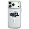 Karl Lagerfeld IML Glitter Karl &amp; Choupette Sketch Logo MagSafe dėklas skirtas Apple iPhone 17 Pro Max Clear