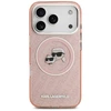Karl Lagerfeld IML Glitter Karl &amp; Choupette Heads Logo MagSafe dėklas skirtas Apple iPhone 17 Pro rožinės spalvos