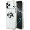 Karl Lagerfeld IML Glitter Karl &amp; Choupette Sketch Logo MagSafe dėklas skirtas Apple iPhone 17 Pro Max Clear