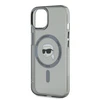 Karl Lagerfeld IML Karl Head Metal Frame MagSafe dėklas telefonui Apple iPhone 15 juodos spalvos