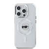 Karl Lagerfeld dėklas skirtas Apple iPhone 15 Pro compatible with MagSafe KLHMP15LHLSKIH (IML Metal K Head) baltos spalvos