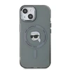 Karl Lagerfeld IML Karl Head Metal Frame MagSafe dėklas telefonui Apple iPhone 15 juodos spalvos