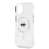 Karl Lagerfeld dėklas skirtas Apple iPhone 15 compatible with MagSafe KLHMP15SHLSKIH (IML Metal K Head) baltos spalvos