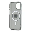 Karl Lagerfeld IML Karl Head Metal Frame MagSafe dėklas telefonui Apple iPhone 15 juodos spalvos