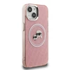 Karl Lagerfeld IML K&amp;CH Heads Repeated Logo MagSafe dėklas Apple iPhone 15 rožinės spalvos