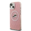 Karl Lagerfeld IML K&amp;CH Heads Repeated Logo MagSafe dėklas Apple iPhone 15 rožinės spalvos