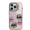 Karl Lagerfeld IML Multi K&CH Heads dėklas Apple iPhone 15 Pro rožinės spalvos