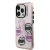 Karl Lagerfeld IML Multi K&CH Heads dėklas Apple iPhone 15 Pro rožinės spalvos