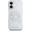 Karl Lagerfeld IML Rhinestones Karl Head Apple iPhone 16 dėklas telefonui skaidrus