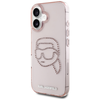 Karl Lagerfeld IML Rhinestones Karl Head Apple iPhone 16 dėklas telefonui rožinės spalvos