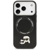 Karl Lagerfeld Karl & Choupette Pins MagSafe dėklas skirtas Apple iPhone 17 Pro juodos spalvos