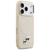 Karl Lagerfeld Karl &amp; Choupette Pins MagSafe dėklas skirtas Apple iPhone 17 Pro rusvai gelsvas