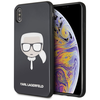 Dėklas Karl Lagerfeld KLHCI65DLHBK iPhone XsMax juoda/juodas Iconic Glitter Karl`s Head