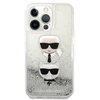 Apple iPhone 13 Pro Karl Lagerfeld dėklas Liquid Glitter Karl&amp;Choupette Head (KLHCP13LKICGLS) sidabrinės spalvos