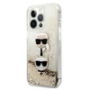 Karl Lagerfeld dėklas, skirtas iPhone 13 Pro Max 6,7 KLHCP13XKICGLD auksinis Liquid Glitter Karl-Choupette Head