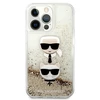 Karl Lagerfeld dėklas, skirtas iPhone 13 Pro Max 6,7 KLHCP13XKICGLD auksinis Liquid Glitter Karl-Choupette Head