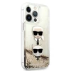 Karl Lagerfeld dėklas, skirtas iPhone 13 Pro Max 6,7 KLHCP13XKICGLD auksinis Liquid Glitter Karl-Choupette Head