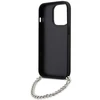 Karl Lagerfeld dėklas iPhone 14 Pro 6,1 KLHCP14LSACKLHPG sidabrinis kietasis dėklas Saffiano Mono Chain
