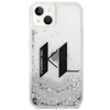 Karl Lagerfeld Liquid Glitter Big KL dėklas iPhone 14 telefonui - sidabrinis