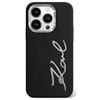 Apple iPhone 15 Pro Karl Lagerfeld dėklas Silicone Metal Script Logo (KLHCP15LSCMSMVK) juodos spalvos