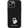 Apple iPhone 15 Pro Karl Lagerfeld silikoninis dėklas Choupette Metal Pin (KLHCP15LSMHCNPK) juodos spalvos