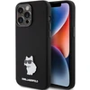 Apple iPhone 15 Pro Karl Lagerfeld silikoninis dėklas Choupette Metal Pin (KLHCP15LSMHCNPK) juodos spalvos