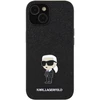 Apple iPhone 15 Karl Lagerfeld dėklas Fixed Glitter Ikonik Logo Metal Pin (KLHCP15SGKNPSK) juodos spalvos
