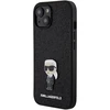 Apple iPhone 15 Karl Lagerfeld dėklas Fixed Glitter Ikonik Logo Metal Pin (KLHCP15SGKNPSK) juodos spalvos