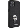 Apple iPhone 15 Karl Lagerfeld dėklas Fixed Glitter Ikonik Logo Metal Pin (KLHCP15SGKNPSK) juodos spalvos