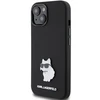 Dėklas Karl Lagerfeld Silicone Choupette Metal Pin - Apple iPhone 15 Case Juodas