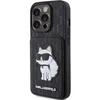 Apple iPhone 15 Pro Max Karl Lagerfeld dėklas Saffiano Cardslots and Stand Monogram Choupette (KLHCP15XSAKCNSCK) juodos spalvos