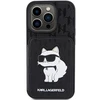 Apple iPhone 15 Pro Max Karl Lagerfeld dėklas Saffiano Cardslots and Stand Monogram Choupette (KLHCP15XSAKCNSCK) juodos spalvos