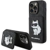 Apple iPhone 15 Pro Max Karl Lagerfeld dėklas Saffiano Cardslots and Stand Monogram Choupette (KLHCP15XSAKCNSCK) juodos spalvos