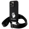 Apple iPhone 15 Pro Max Karl Lagerfeld dėklas Crossbody silikoninis Choupette (KLHCP15XSCBSCNK) juodos spalvos