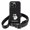 Apple iPhone 15 Pro Max Karl Lagerfeld dėklas Crossbody silikoninis Choupette (KLHCP15XSCBSCNK) juodos spalvos