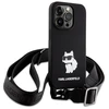 Apple iPhone 15 Pro Max Karl Lagerfeld dėklas Crossbody silikoninis Choupette (KLHCP15XSCBSCNK) juodos spalvos