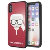 Karl Lagerfeld dėklas iPhone X / XS KLHCPXDLHRE raudonas kietas dėklas Iconic Iconic Glitter Karlo galva