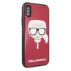 Karl Lagerfeld dėklas iPhone X / XS KLHCPXDLHRE raudonas kietas dėklas Iconic Iconic Glitter Karlo galva