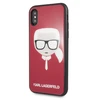 Karl Lagerfeld dėklas iPhone X / XS KLHCPXDLHRE raudonas kietas dėklas Iconic Iconic Glitter Karlo galva