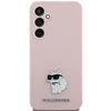 Samsung Galaxy S23 FE Karl Lagerfeld silikoninis dėklas Choupette Metal Pin (KLHCS23FESMHCNPP) rožinės spalvos