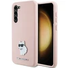 Samsung Galaxy S23 Plus Karl Lagerfeld silikoninis dėklas Choupette Metal Pin (KLHCS23MSMHCNPP) rožinės spalvos