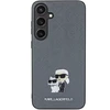 Samsung Galaxy S24 Karl Lagerfeld dėklas Saffiano Karl &amp; Choupette Metal Pin (KLHCS24SPSAKCMPG) pilkos spalvos