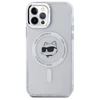 Karl Lagerfeld KLHMP12MHLSCHH Apple iPhone 12 / 12 Pro 6.1" dėklas telefonui baltos spalvos IML Metal Choupette Head MagSafe