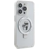 Apple iPhone 13 Pro Karl Lagerfeld dėklas Ring Stand Karl&amp;Choupettte MagSafe (KLHMP13LHMRSKCH) baltos spalvos