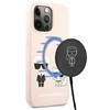 Apple iPhone 13 Pro Karl Lagerfeld dėklas silikoninis Ikonik Karl &amp; Choupette Magsafe (KLHMP13LSSKCI) light rožinės spalvos