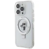 Apple iPhone 13 Pro Karl Lagerfeld dėklas Ring Stand Karl&amp;Choupettte MagSafe (KLHMP13XHMRSKCH) baltos spalvos