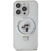 Apple iPhone 13 Pro Karl Lagerfeld dėklas Ring Stand Karl&amp;Choupettte MagSafe (KLHMP13XHMRSKCH) baltos spalvos