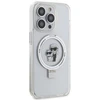 Apple iPhone 13 Pro Karl Lagerfeld dėklas Ring Stand Karl&amp;Choupettte MagSafe (KLHMP13XHMRSKCH) baltos spalvos