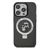 Apple iPhone 14 Pro Karl Lagerfeld dėklas Ring Stand Karl&amp;Choupettte MagSafe (KLHMP14LHMRSKCK) juodos spalvos