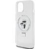 Apple iPhone 13 / 14 / 15 Karl Lagerfeld dėklas Ring Stand Karl&amp;Choupettte MagSafe (KLHMP14SHMRSKCH) baltos spalvos